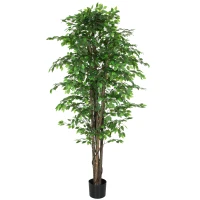 HOMCOM 8ft Tall Artificial Tree, Silk Ficus Tree with 2520 Leaves in Pot, Fake Plant for Home Office Decor(m-9)