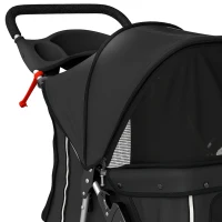 PawHut Pet Stroller with Reflective Strips, Foldable Cat Stroller with 360° Swivel Wheels for Small Dogs and Cats, Black(m-10)