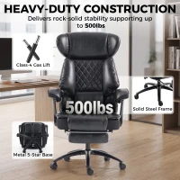 HOMCOM Big and Tall Office Chair with Adjustable Headrest, 500 lbs, Wide Seat, Lumbar Support, Desk Chair, Footrest(m-6)