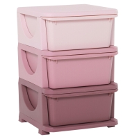 Qaba 3 Drawers Kids Storage Unit, 3 Tier Stackable Toy Organizers and Storage Chest for Bedroom, Nursery, Playroom, Pink