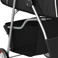 PawHut Pet Stroller with Reflective Strips, Foldable Cat Stroller with 360° Swivel Wheels for Small Dogs and Cats, Black(m-12)