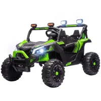 Qaba 24V 2 Seater Ride On Truck Car for Big Kids with Remote Control, Dual Motors, 4-Wheel Suspension for Ages 3-8, Green(m-1)