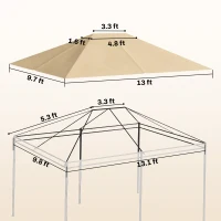 Outsunny 10' x 13' Gazebo Canopy Replacement Roof for 84C-116, Khaki(m-3)