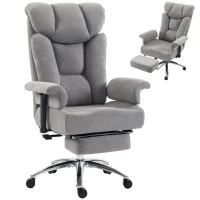 HOMCOM 550lbs Big and Tall Office Chair, Heavy Duty Executive Desk Chair with Adjustable Padded Armrests and High Back, Grey(m-13)