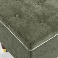HOMCOM Storage Ottoman Bench, Linen-Look Upholstered Seat, 264 LBS Capacity, End of Bed Bench, Green(m-10)