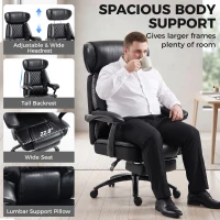HOMCOM Big and Tall Office Chair with Adjustable Headrest, 500 lbs, Wide Seat, Lumbar Support, Desk Chair, Footrest(m-4)