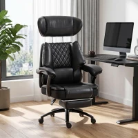 HOMCOM Big and Tall Office Chair with Adjustable Headrest, 500 lbs, Wide Seat, Lumbar Support, Desk Chair, Footrest(m-2)