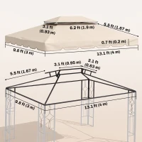 Outsunny 13' x 10' Gazebo Replacement Canopy, Gazebo Top Cover with Double Vented Roof for Garden Patio(TOP ONLY), Cream(m-3)