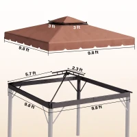 Outsunny Model 84C-051 or 84C-269 10' x 10' Gazebo Replacement Canopy, Coffee(m-3)
