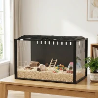 PawHut 31.9" L Hamster Cage, Large Hamster Habitats Steel Frame Chewproof, Deep Bedding Space for Pets Enrichment(m-1)