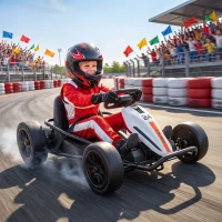 Qaba 24V Electric Drift Go Kart for Kids with Dual Motors, Soft Start, PU Wheels, 7.5MPH High Speed, for Ages 6+, White(m-2)