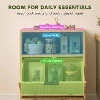 PawHut Dog Feeding Station Food Storage Container, Pet Feeding Station with 2 Pull Out Bowls, Tilt Out Storage Cabinet(m-7)