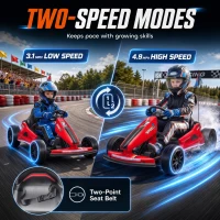 Qaba 24V Electric Drift Go Kart for Kids with Dual Motors, Soft Start, PU Wheels, 7.5MPH High Speed, for Ages 6-14, Red(m-6)