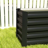 Outsunny 8' x 1.3' x 1.5'Galvanized Raised Bed, Large Elevated Planter Box for Growing Flowers, Herbs and Vegetables, Dark Grey(m-8)