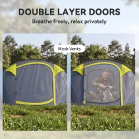 Outsunny 3 Person Camping Tent, Easy Pop Up Tent with Doors, Windows and Carry Bag, Automatic Setup Tent for Hiking, Yellow(m-6)