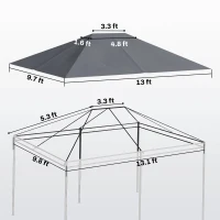 Outsunny 10' x 13' Gazebo Canopy Replacement Roof for 84C-116, Dark Gray(m-3)