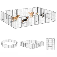 PawHut 24 Panels 44.5" Height Heavy Duty Dog Playpen for Small Medium Large Dogs, Black(m-9)