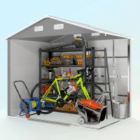 Outsunny 7.7' x 6.5' Outdoor Metal Garden Shed House Hut Gardening Tool Storage with Ventilation, Light Grey(m-9)