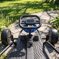 Qaba 24V Electric Drift Go Kart for Kids with Dual Motors, Soft Start, PU Wheels, 7.5MPH High Speed, for Ages 6+, Blue(m-8)