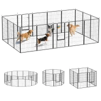 PawHut Heavy Duty Pet Playpen, 16 Panels Steel Dog Fence Puppy Exercise Pen with 2 Doors Locking Latch, 47" Height(m-9)