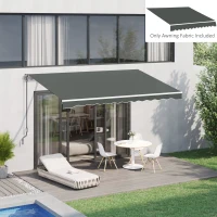 Outsunny 13' x 8' Retractable Awning Fabric Replacement Outdoor Sunshade Canopy Awning Cover, UV Protection, Grey(m-8)