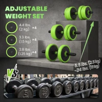 Soozier 44lbs 4-in-1 Adjustable Weight Dumbbell Set, Barbell, Kettlebell, Push Up Stand, Green(m-5)