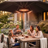 Outsunny Electric Patio Heater with 3 Heating Panels and Ultra-low Glare, Aluminum Alloy Parasol Heater with Infrared Remote Control for Garden Pergola Gazebo Umbrella, Silver(m-17)