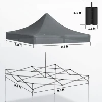 Outsunny 10' x 10' Replacement Canopy Top for Pop Up Canopy Tent with 4 Sand Bags, UPF50+ Protection, Dark Gray(m-3)