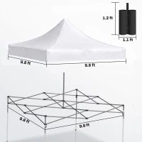 Outsunny 10' x 10' Replacement Canopy Top for Pop Up Canopy Tent with 4 Sand Bags, UPF50+ Protection, White(m-3)