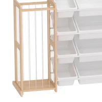 Qaba 3-in-1 Wooden Toy Storage Organizer with Stuffed Animal Storage, Bookshelf, 12 Bins for Bedroom, Playroom, Nursery(m-9)