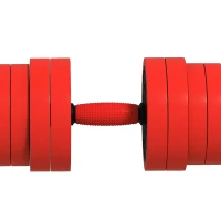 Soozier 44lbs 4-in-1 Adjustable Weight Dumbbell Set, Barbell, Kettlebell, Push Up Stand, Red(m-11)