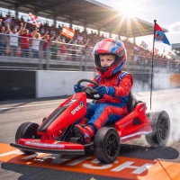 Qaba 24V Electric Drift Go Kart for Kids with Dual Motors, Soft Start, PU Wheels, 7.5MPH High Speed, for Ages 6-14, Red(m-2)
