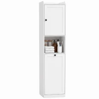 HOMCOM 67" Tall Bathroom Storage Cabinet, Freestanding Narrow Bathroom Cabinet with Tilt-out Laundry Basket, White(m-2)