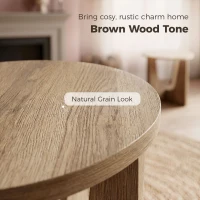 HOMCOM Round Side Table, Compact End Table with Unique Curved Legs for Living Room, Study, Coffee Wood Effect(m-5)