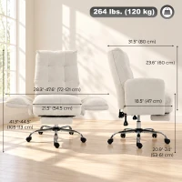 HOMCOM Office Chair, Teddy Fleece Executive Computer Desk Chair with Foldable Armrests, Wide Seat, Lumbar Support, Cream White(m-3)