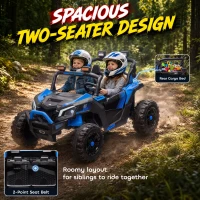 Qaba 24V 2 Seater Ride On Truck Car for Big Kids with Remote Control, Dual Motors, 4-Wheel Suspension for Ages 3-8, Blue(m-5)