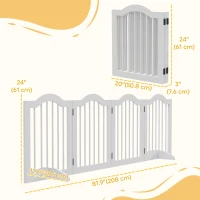 PawHut 24"H Foldable Dog Gate, 4 Panels Freestanding Pet Gate Barriers Indoor with Support Feet White(m-3)