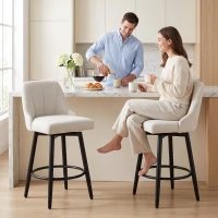 HOMCOM Bar Stools Modern Swivel Counter Height Stools Backrest Set of 2 Cream White(m-8)