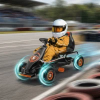 Aosom Kids Pedal Go Kart Ride-on Toy with Ergonomic Comfort, Pedal Car with Tough, Wear-Resistant Tread for Ages 5-12, Orange(m-10)