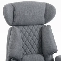 HOMCOM 495LBS Heavy Duty Office Chair with Footrest, Lumbar Support, Spring Cushion, Height Adjustable, Grey(m-10)