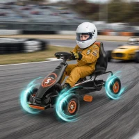 Aosom Kids Pedal Go Kart Ride-on Toy with Ergonomic Comfort, Pedal Car with Tough, Wear-Resistant Tread for Ages 5-12, Orange(m-2)