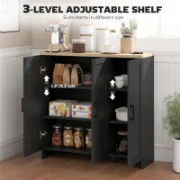 HOMCOM Modern Sideboard Buffet Cabinet, Modern Kitchen Storage Cabinet with 3 Doors Adjustable Shelves, for Dining Room, Black(m-5)