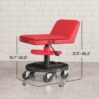 HOMCOM Rolling Creeper Garage Stool, 300 LBS Capacity Mechanic Stool with 360° Wheels, Tool Tray, Adjustable Height, Red(m-3)