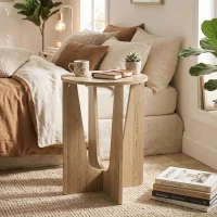 HOMCOM Round Side Table, Compact End Table with Unique Curved Legs for Living Room, Study, Coffee Wood Effect(m-8)
