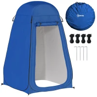 Outsunny Pop Up Shower Tent, Portable Privacy Room for Outdoor Changing, Dressing, Fishing Storage with Carrying Bag, Blue(m-9)