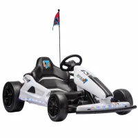 Qaba 24V Electric Drift Go Kart for Kids with Dual Motors, Soft Start, PU Wheels, 7.5MPH High Speed, for Ages 6-14, White(m-11)