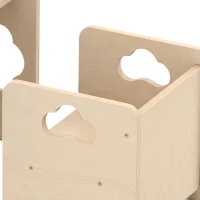 Qaba Montessori Kids Table and Chair Set with 3-Level Heights for 18-36 Months Toddlers, Learning, Play and Mealtime, Natural(m-10)