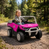 Qaba Kids Ride On Tractor, 12V Electric Tractor with Remote Control, Dual Motors, Music, Cargo Bed, Rear Suspension, Pink(m-8)