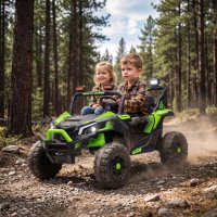 Qaba 24V 2 Seater Ride On Truck Car for Big Kids with Remote Control, Dual Motors, 4-Wheel Suspension for Ages 3-8, Green(m-2)