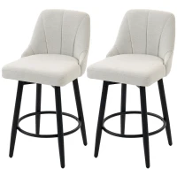HOMCOM Bar Stools Modern Swivel Counter Height Stools Backrest Set of 2 Cream White(m-2)